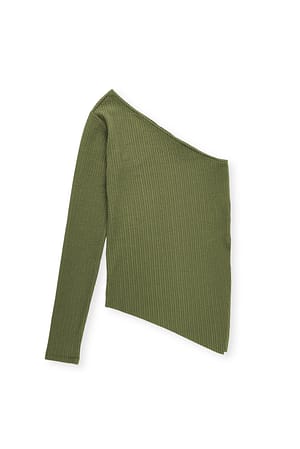 Olive Green Einärmeliges Jersey-Oberteil