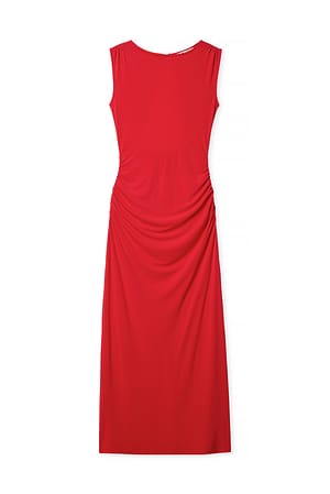 Red Open Back Maxi Dress