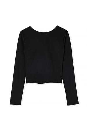Black Jersey-Top mit offenem Rücken