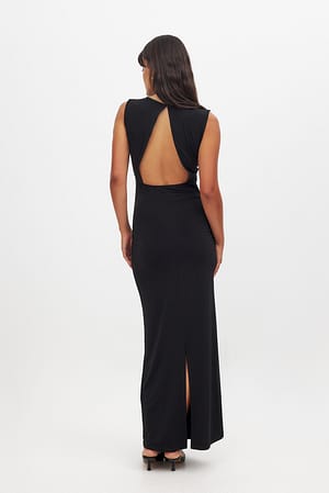 Black Open Back Maxi Dress