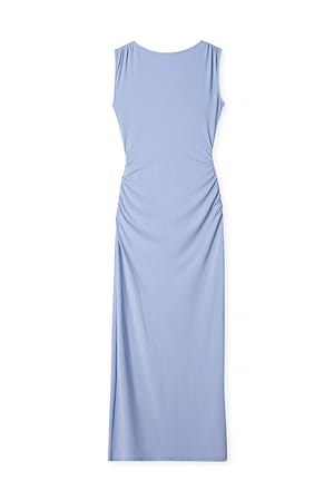 Dusty Blue Maxikjole med åpen rygg