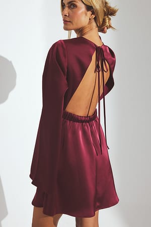 Wine Open Back Mini Dress