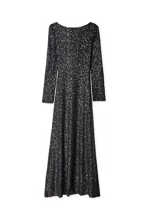 Grey Maxi-jurk met pailletten en open rug