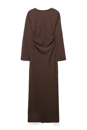 Brown Open Back Structured Dress