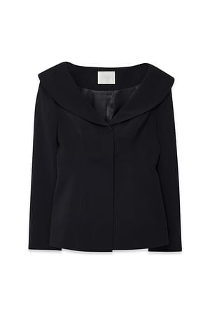 Black Blazer ouvert avec châle et encolure