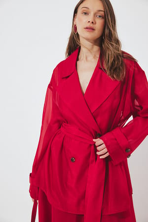 Red Blusa de gasa con detalle de cinturón