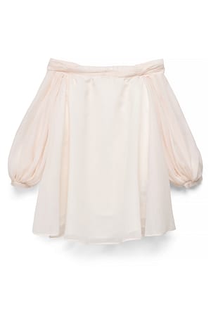 Offwhite Minikjole i organza med off-shoulder