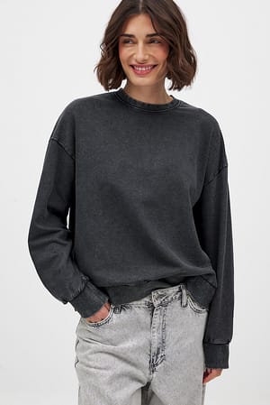 Grey Oversize-Acid-Wash-Pullover