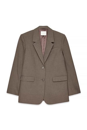 Brown Blazer oversize en tissu mélangé