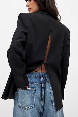Black Oversized blazer med åpen rygg