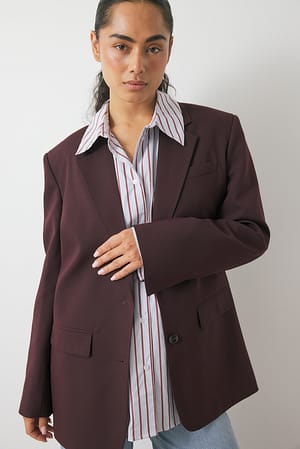 Brown Oversized Tie Back Detail Blazer
