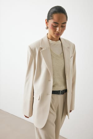 Sand Oversized Blazer With Wide Sleeves