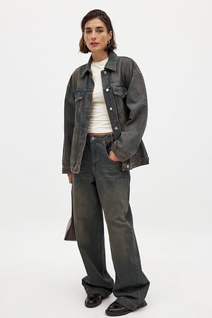 Dark Blue Chaqueta vaquera clásica oversize