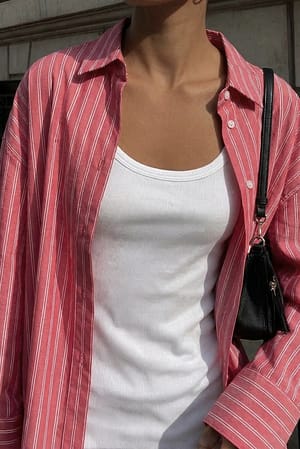 Red Stripe Oversized Cotton Shirt