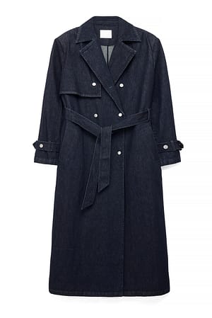 Dark Blue Oversize-Trenchcoat aus Denim