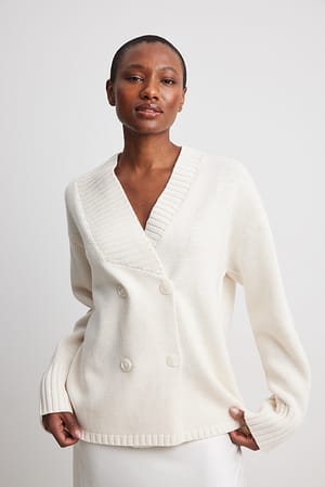 Off White Oversized Heavy Knit Cardigan