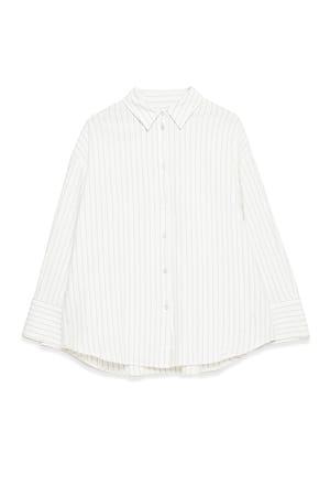 Blue/White Stripe Oversized skjorta i linneblandning