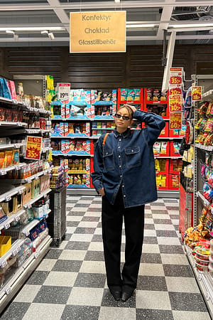 Mid Blue Oversized Loose Denim Shirt