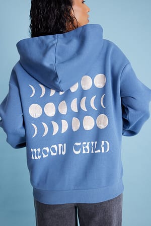 Dark Blue Oversized Moon Child Hoodie