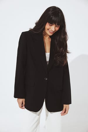 Black Oversized One Button Blazer