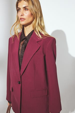 Deep Burgundy Oversized One Button Blazer