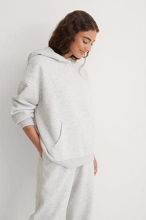 Grey Melange Oversized Pocket Hoodie