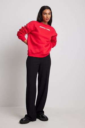 Red Oversized Round Neck Sweatshirt