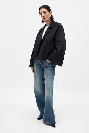 Black Oversized Short Trenchcoat