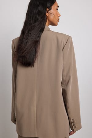 Brown Oversized Straight Fit Blazer