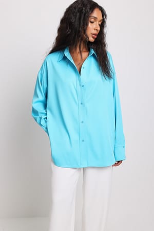Blue Oversized Taft Shirt