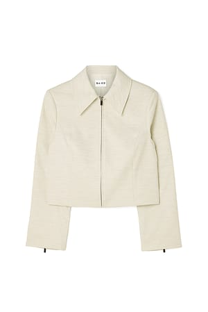 Beige Jakke med glidelåsdetalj