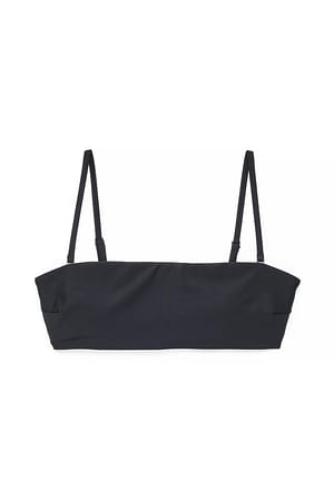 Black Vattert bandeau-bikinitopp