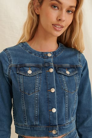 Blue Cropped Denim Jacket