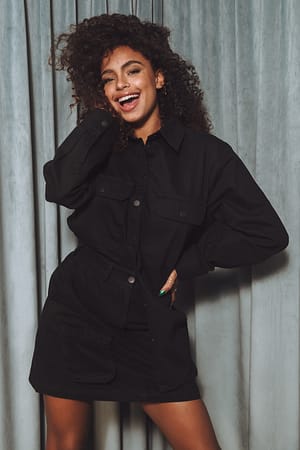 Black Denim Pocket Skirt