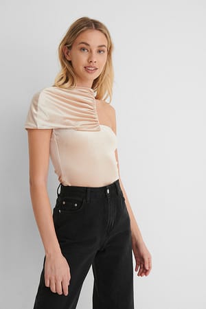 Light Beige Gerafftes Top