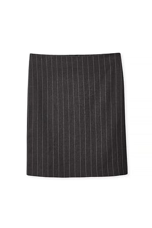 Grey Stripe Pencil Knee Length Skirt