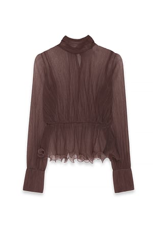 Brown Blouse peplum