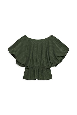 Khaki drapiertes Peplum-Top