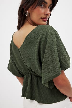 Khaki Draperad peplumtopp
