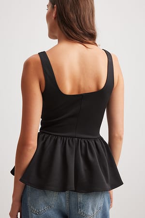 Black Jerseytop med peplum
