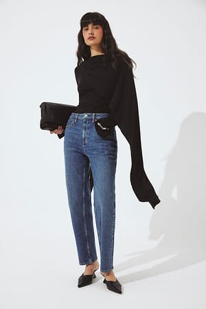 Mid Blue Pier højtaljede slim jeans