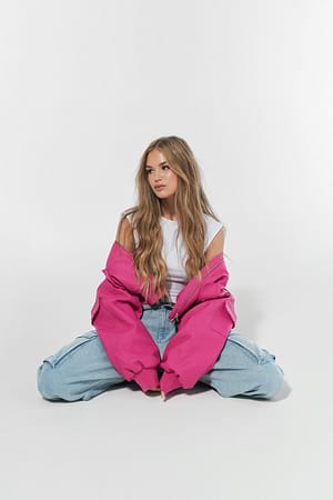 Pink PU bomberjack
