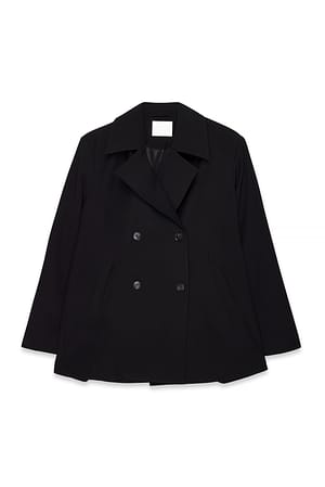 Black Pleat Detail Trenchcoat
