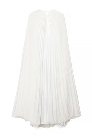 White Pleated Cape Detail Maxi Dress