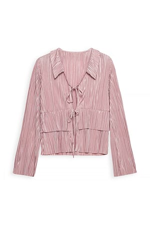 Pink Topp med plissert krage