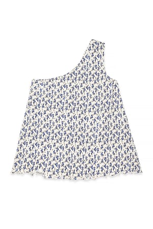 Flower Print Plissert topp med en skulder