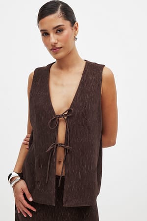 Brown Lang plisseret vest