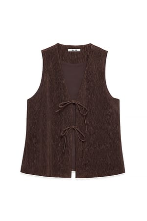 Brown lange Plissee-Weste