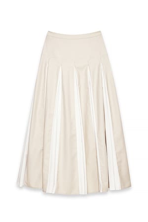 Beige/White plissierter Maxirock
