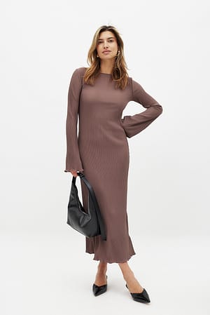 Brown Plisseret midikjole